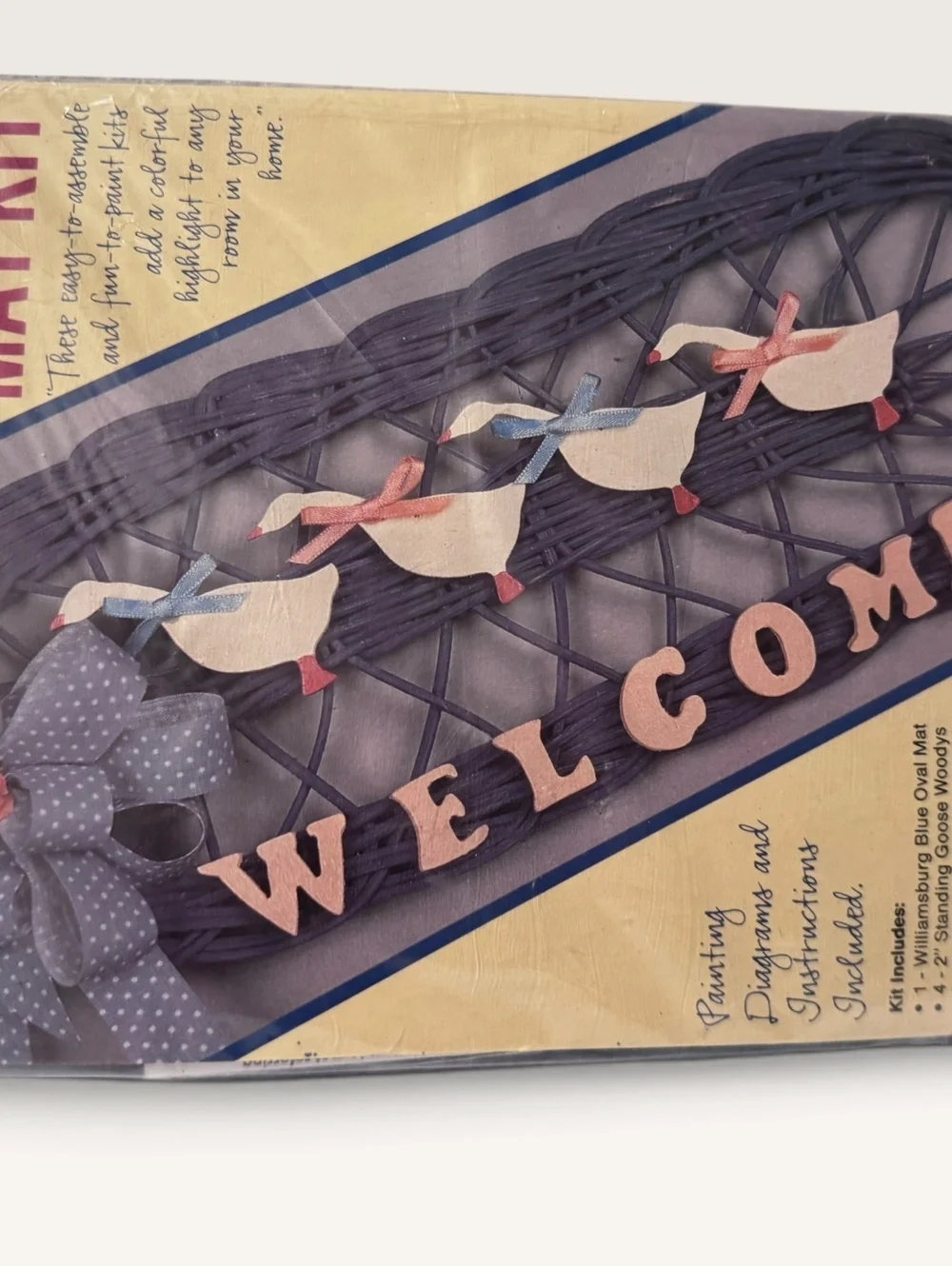 Vintage Oval Rattan Mat Kit with Goose Welcome Design